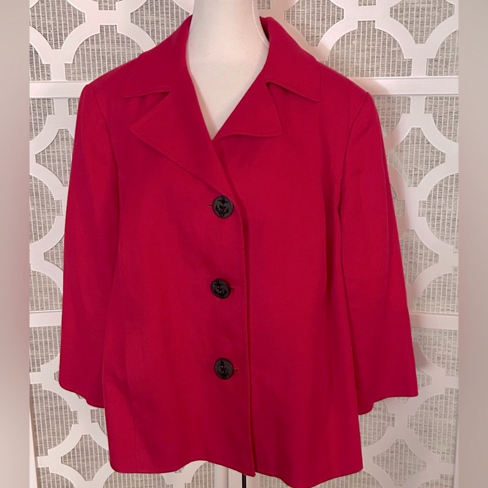 Nautical Ralph Lauren Vintage Red Jacket Blazer Linen 20w Navy Blue Cape Cod - Picture 2 of 15
